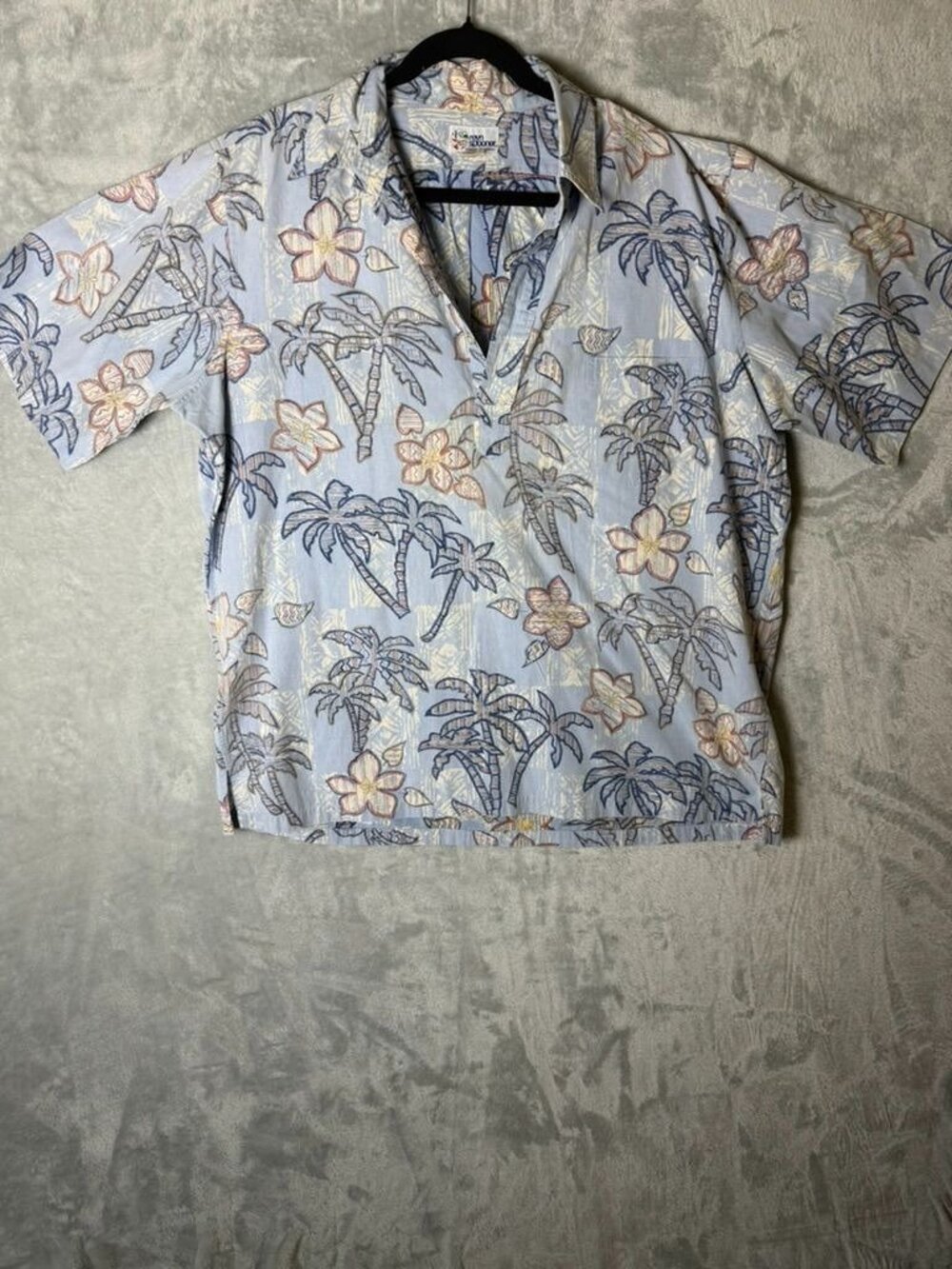 REYN SPOONER Hawaiian Shirt‎ Mens XL Blue Floral Palm Classic Cotton